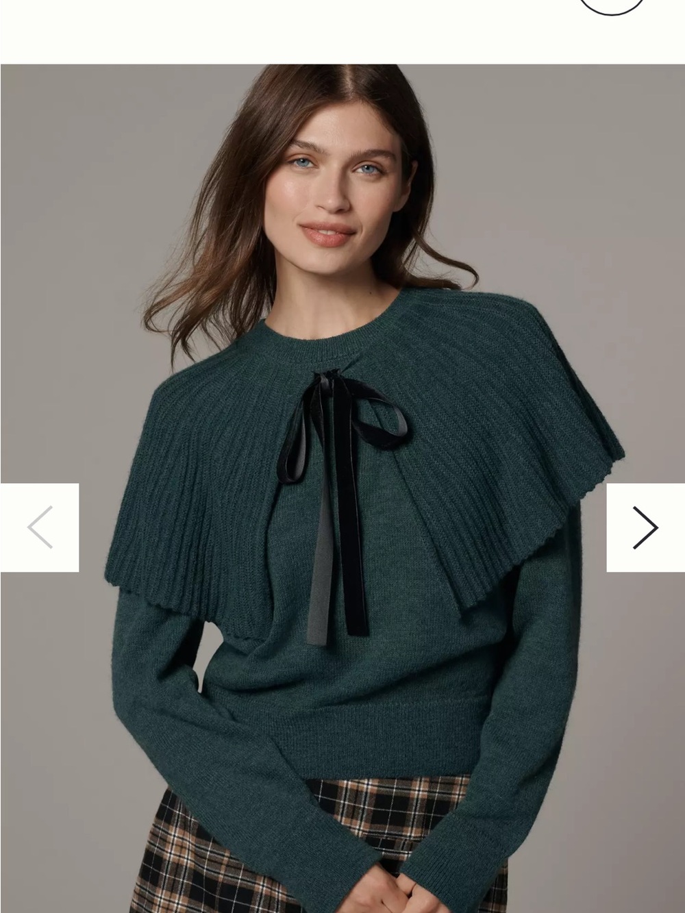 NWT Anthropologie Maeve Tie-Neck Ribbed Cape Sweater Emerald Green Medium